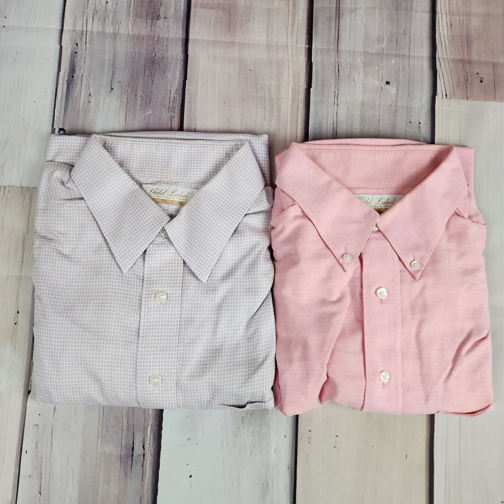 Gold Label Mens Pink And Purple Long Sleeve Dress Shirt‎ Size 16.5 /34 lot 2